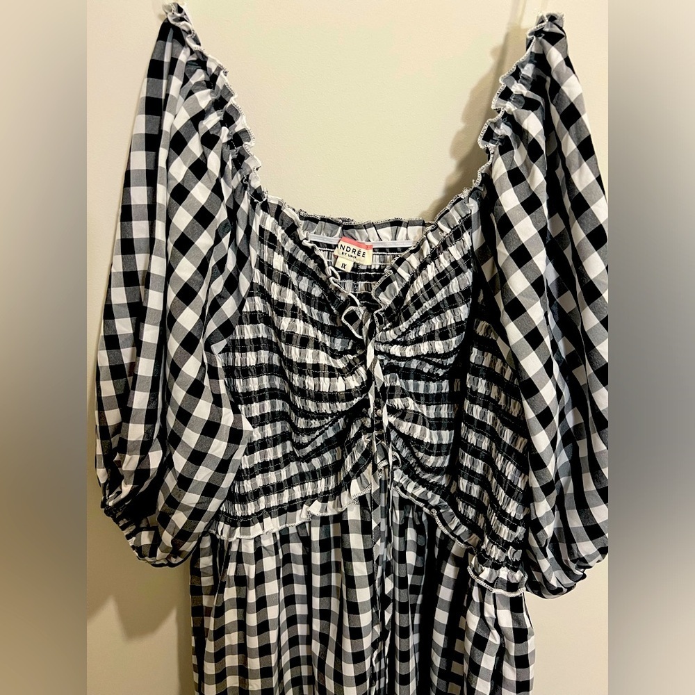ANDREE BY UNIT Black & White Gingham Midi Dress - Picture 5 of 11